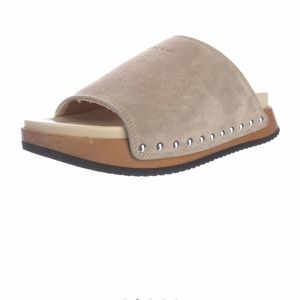 Buscemi Suede and Wooden Accent Slides